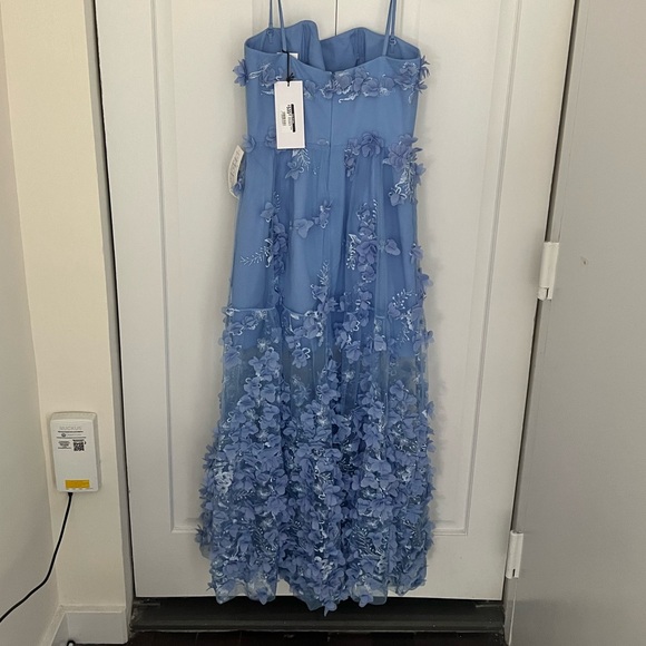 Helsi Audrey Square-Neck Floral Applique Sheer Midi Dress - Periwinkle - Small - Picture 5 of 7